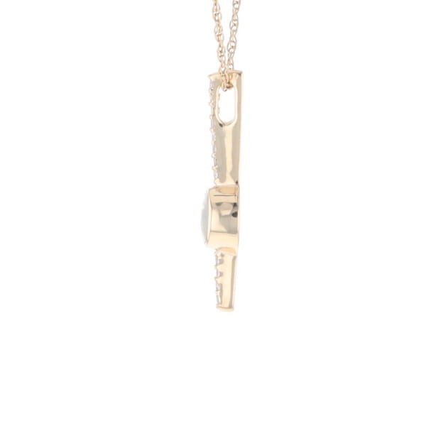 Diamond Bar Gold Quartz Round Inlaid Pendant G2