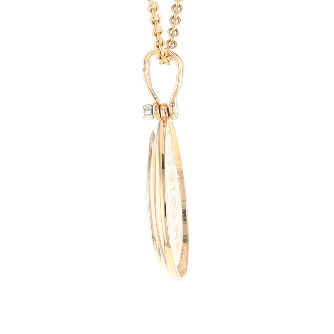 Gold Quartz Necklace Pear Shape Inlaid Pendant with .02ct Diamond