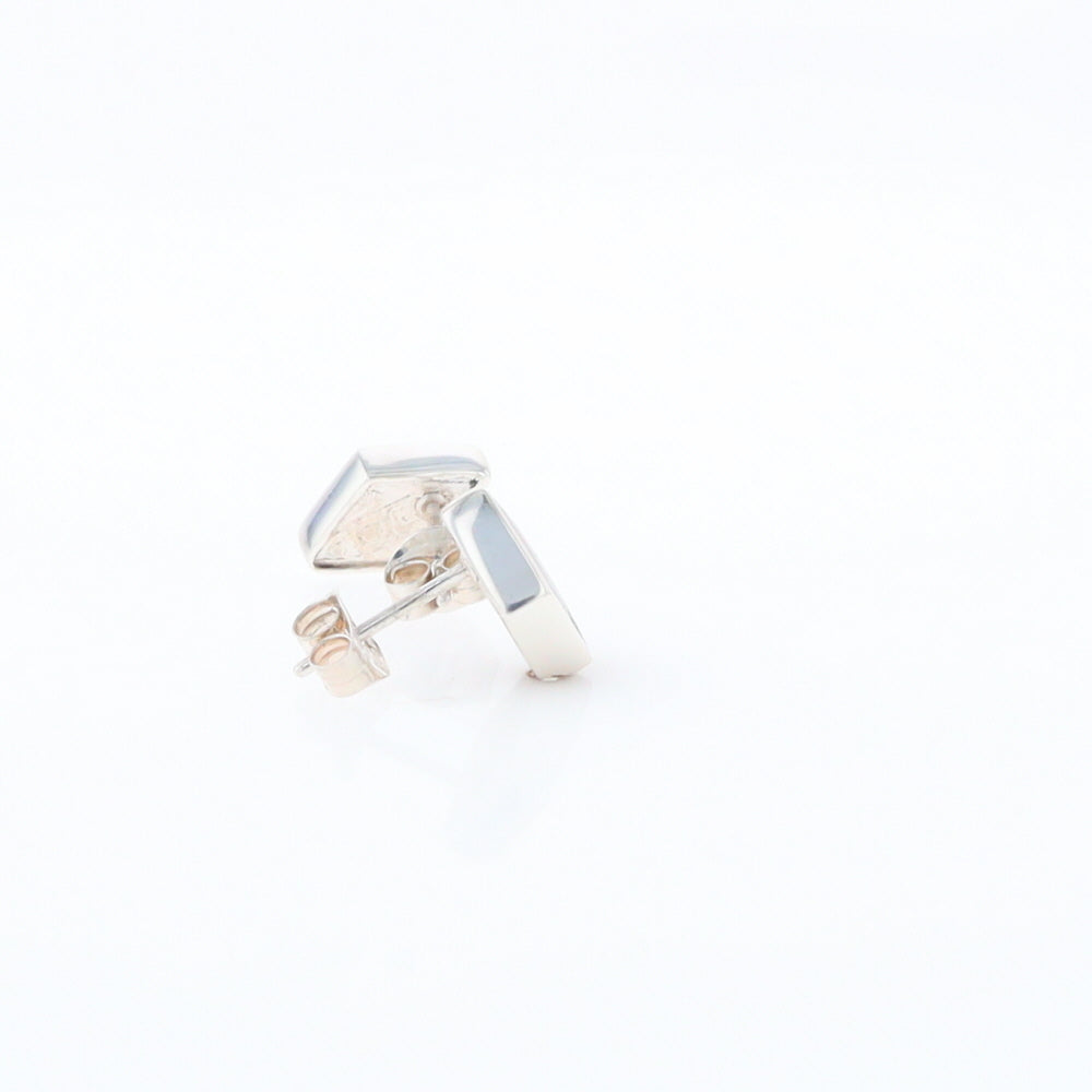 Sterling Silver Gold Quartz Inlaid Diamond Stud Earrings - G3