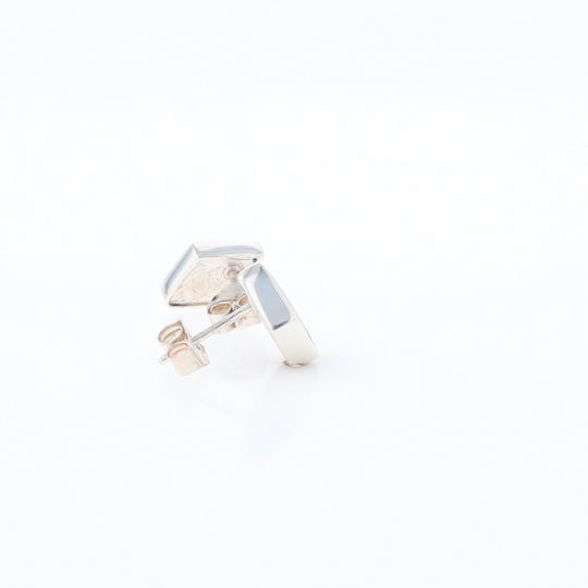 Sterling Silver Gold Quartz Inlaid Diamond Stud Earrings - G3