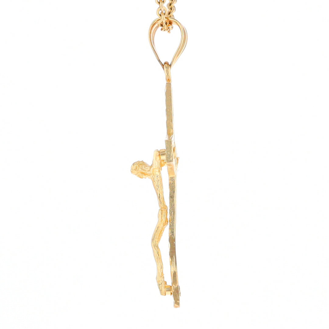 Gold Mesh Crucifix Pendant