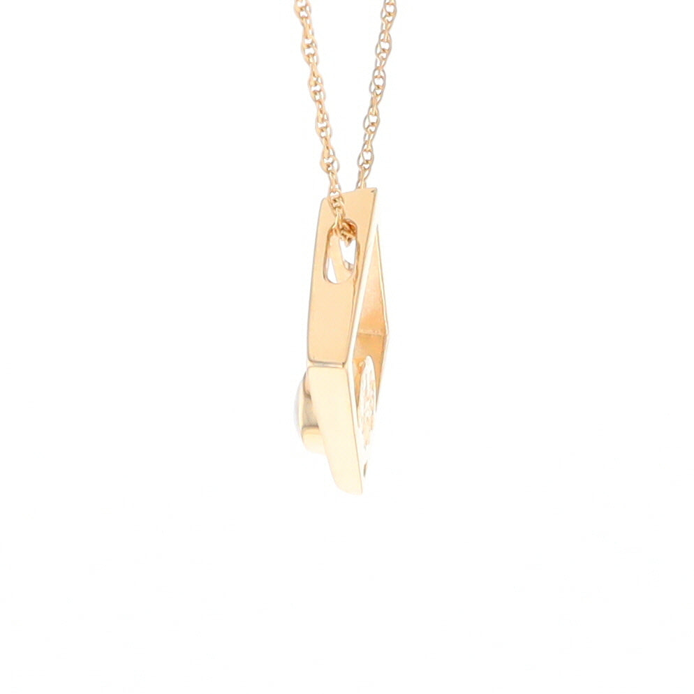 Open Square Gold Quartz Round Inlaid Pendant