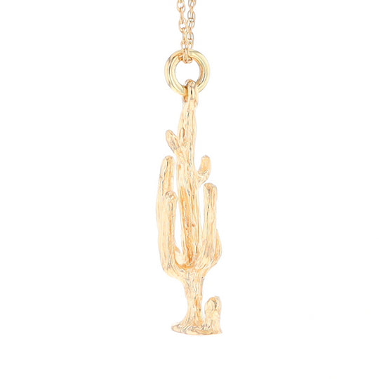 Gold Saguaro Cactus Figure Pendant