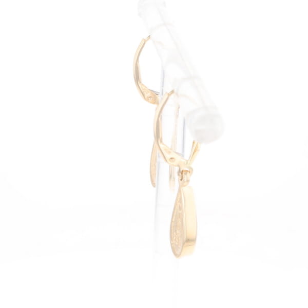 Gold Quartz Earrings Tear Drop Inlaid Lever Backs - G3
