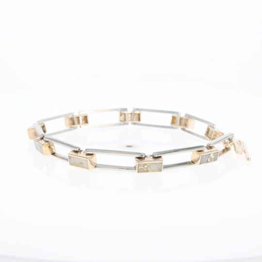 Gold Quartz Bracelet Rectangle Link Inlaid with Toggle Clasp G2