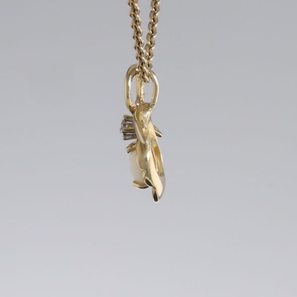 Pear-leaf Opal and Diamond Pendant