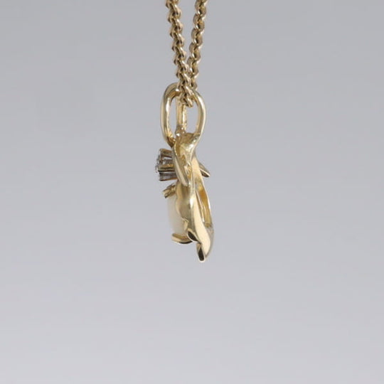 Pear-leaf Opal and Diamond Pendant