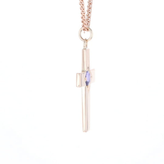 Cross Pendant with Purple Sapphire