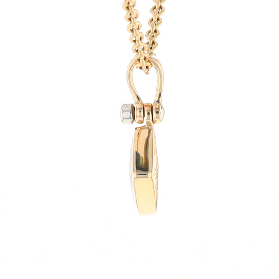 Gold Quartz Necklace Diamond Shape Inlaid Pendant with .02ct Diamond