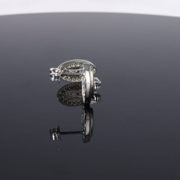 Opal Earrings Oval Inlaid with .25ctw Round Diamond Halo Studs