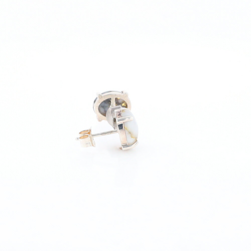 Gold Quartz Cabochon Stud Earrings