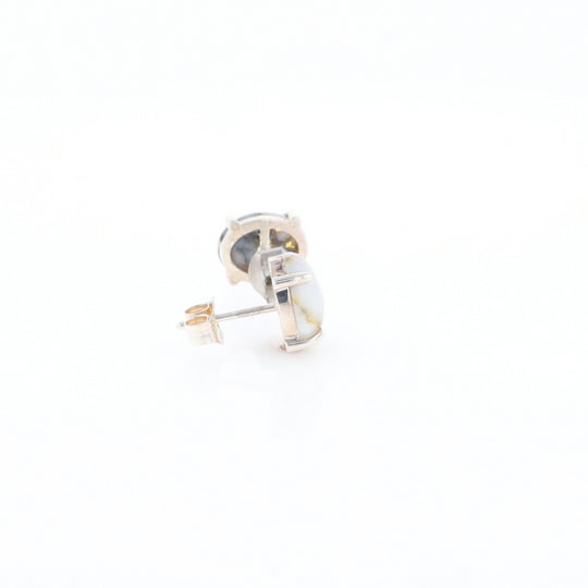 Gold Quartz Cabochon Stud Earrings