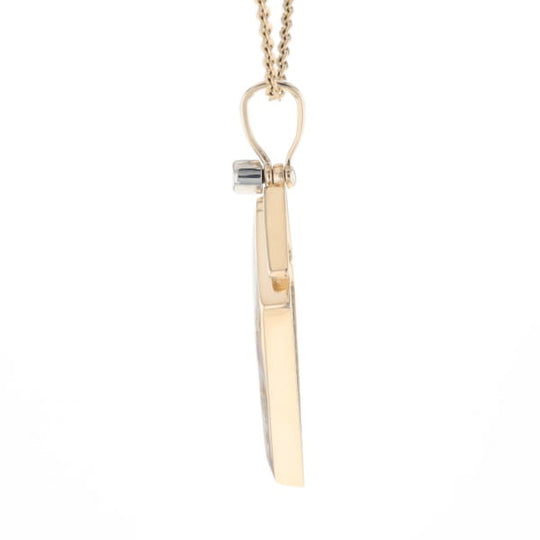 Gold Quartz Necklace Kite Shape Inlaid Pendant with .27ctw Diamonds