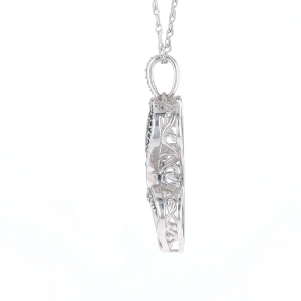 Blue and White Diamond Double Open Heart Pendant with 16" Singapore Chain