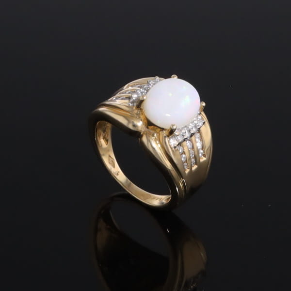 Opal Diamond Channels Ring