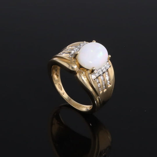 Opal Diamond Channels Ring