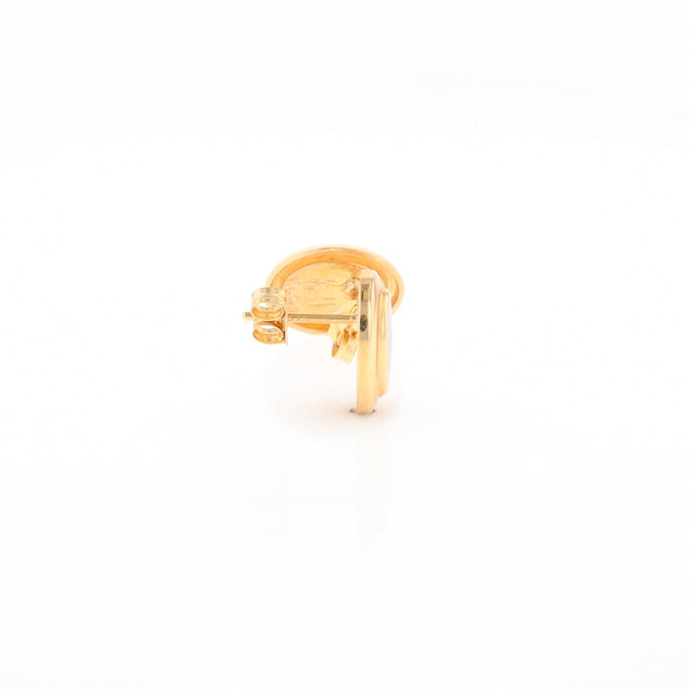 Gold Quartz Earrings Oval Inlaid Design Studs G2