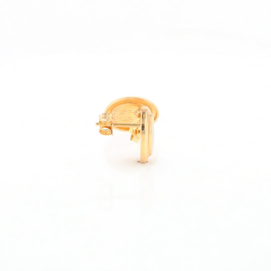 Gold Quartz Earrings Oval Inlaid Design Studs G2