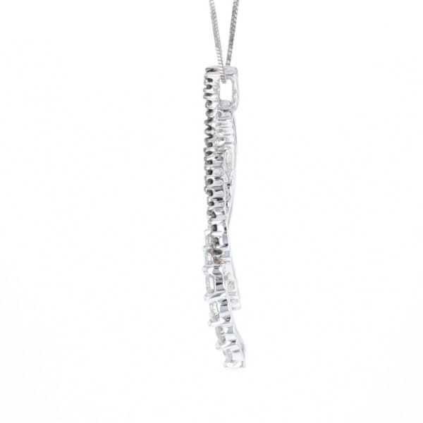Ribbon Necklace With Black and White Diamonds