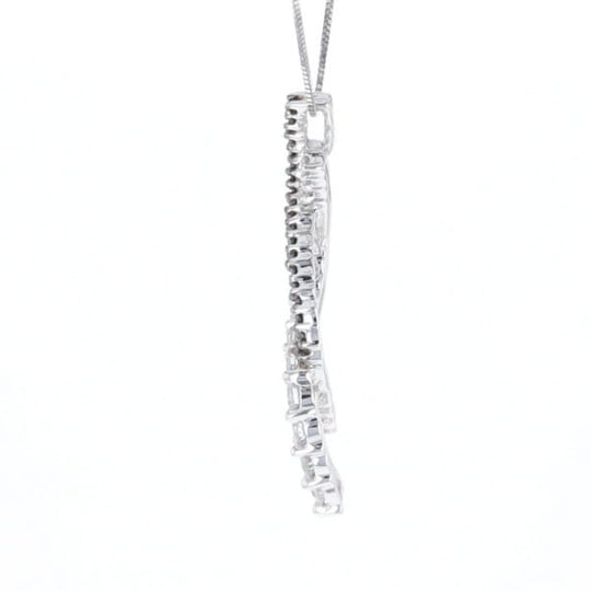 Ribbon Necklace With Black and White Diamonds