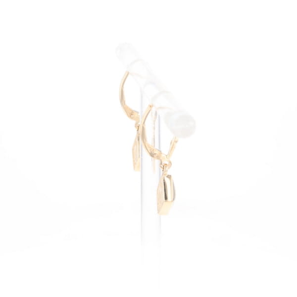 Gold Quartz Earrings Diamond Shape Inlaid Lever Backs G2
