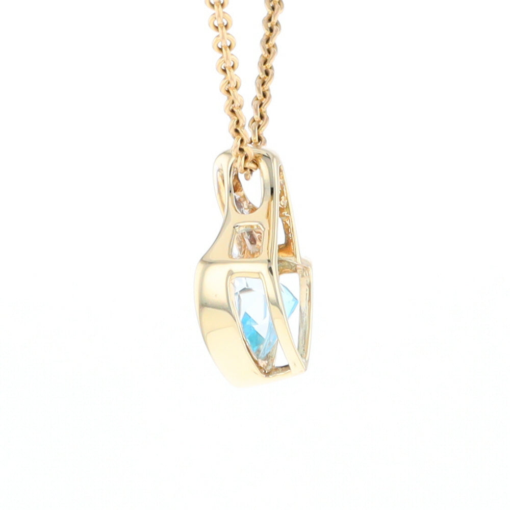 Trillion Blue Topaz Diamond Pendant