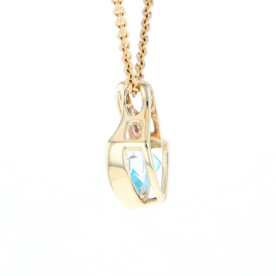 Trillion Blue Topaz Diamond Pendant