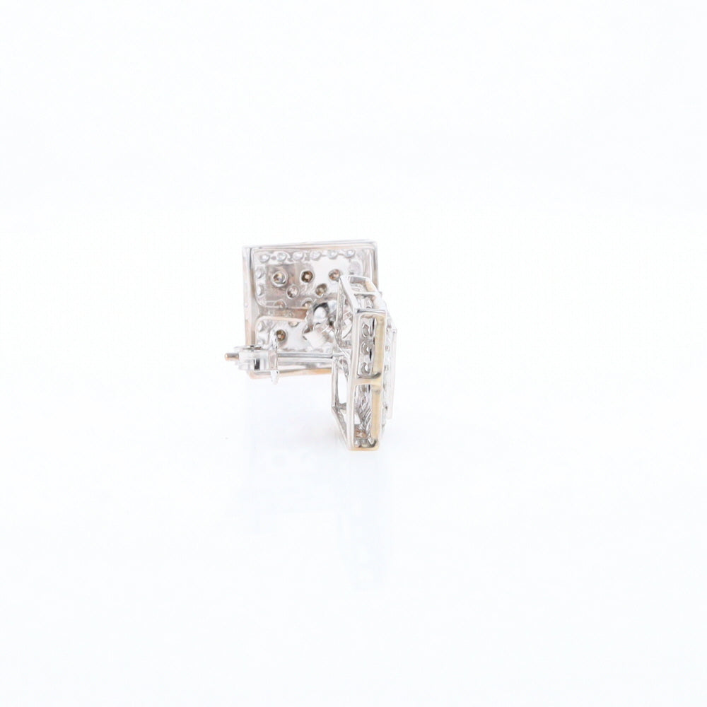 Square White & Chocolate Diamond Earrings