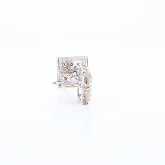 Square White & Chocolate Diamond Earrings