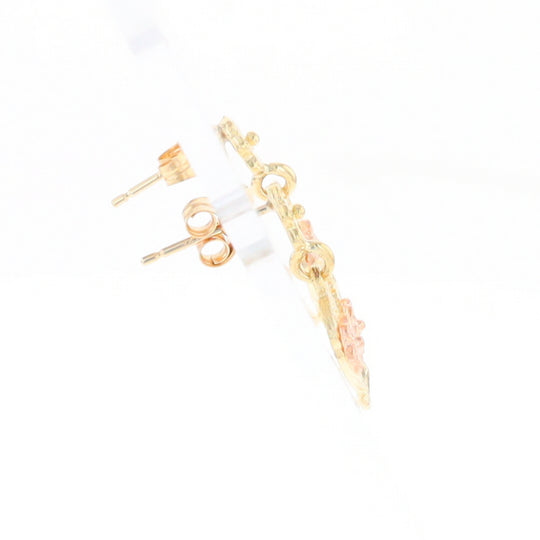 Black Hills Gold Heart & Flower Drop Earrings