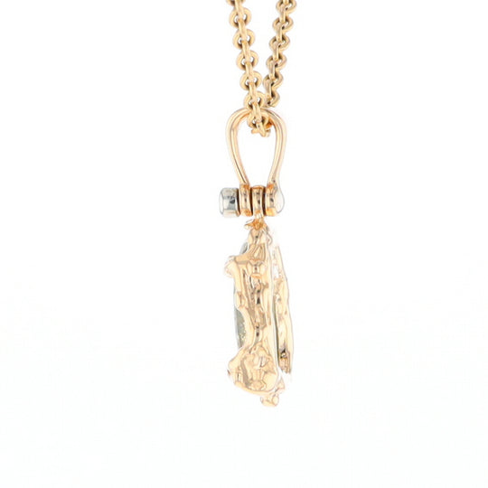 Serpentine & Gold Quartz Freeform Pendant