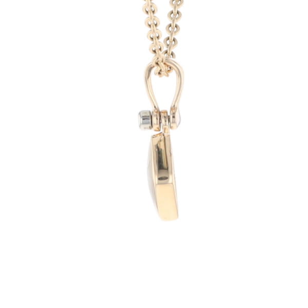 Gold Quartz Necklace Diamond Shape Inlaid Pendant with .02ct Diamond