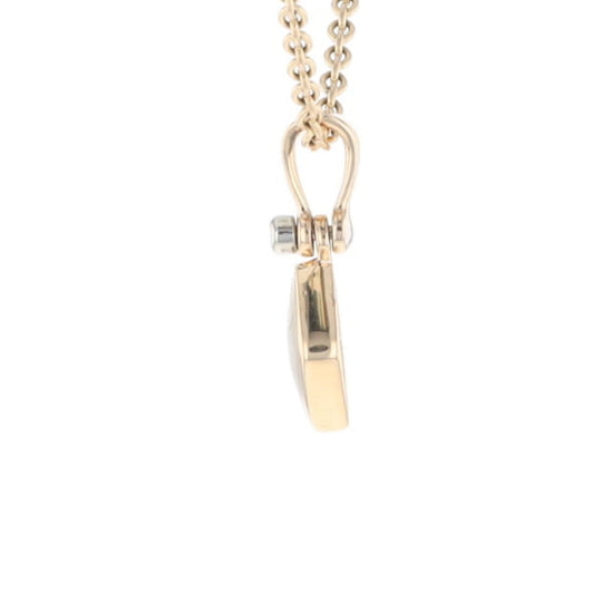 Gold Quartz Necklace Diamond Shape Inlaid Pendant with .02ct Diamond