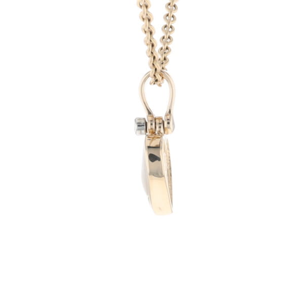 Gold Quartz Necklace Heart Inlaid Design Pendant with .02ct Diamond