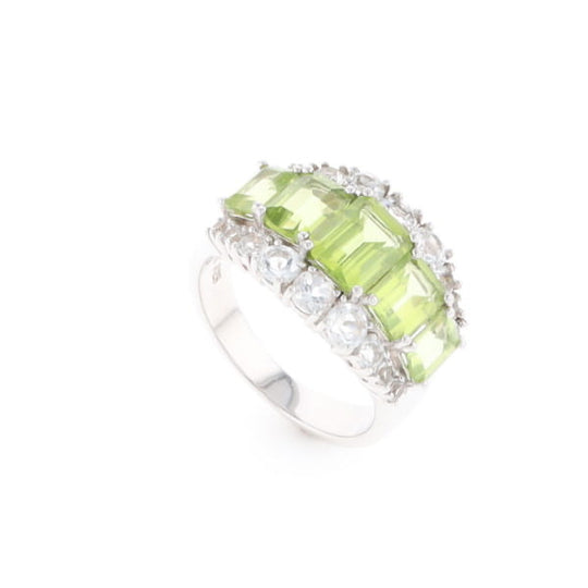 Peridot and CZ Cocktail Ring