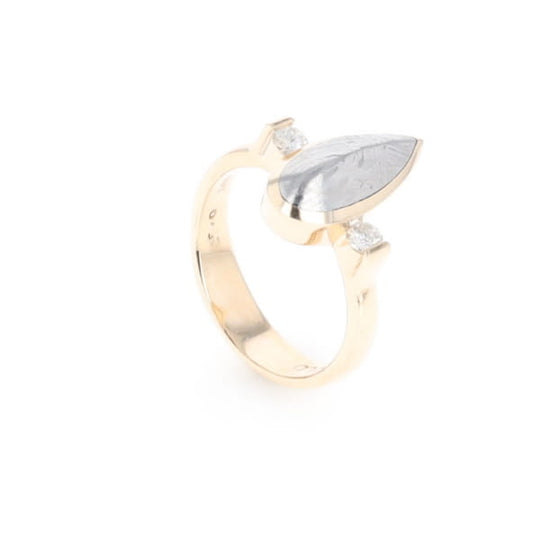 Meteorite Pear Shape Inlay Ring