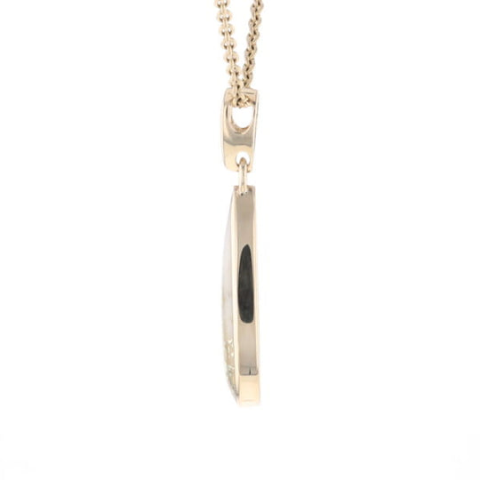 Gold Quartz Pendant Tear Drop Inlaid Design G2