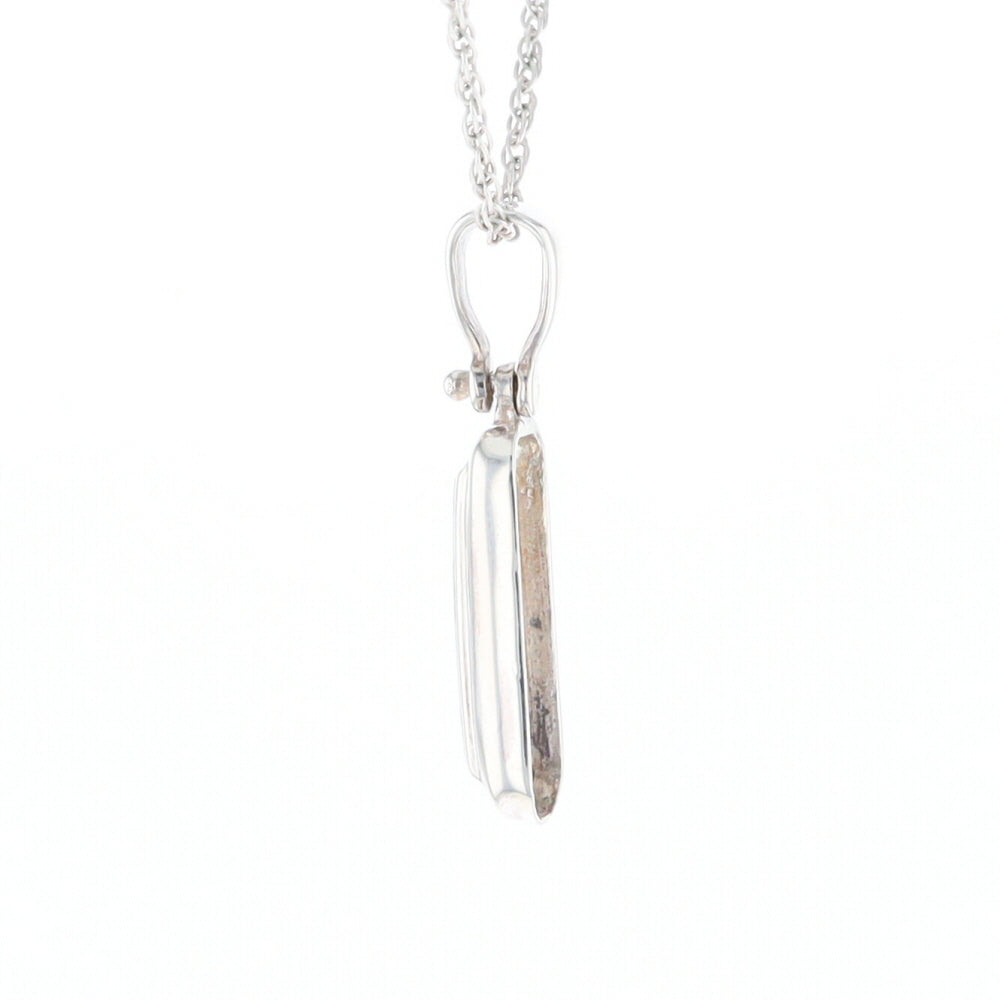 Sterling Silver Gold Quartz Invlaid Rectangle Bar Pendant - G3