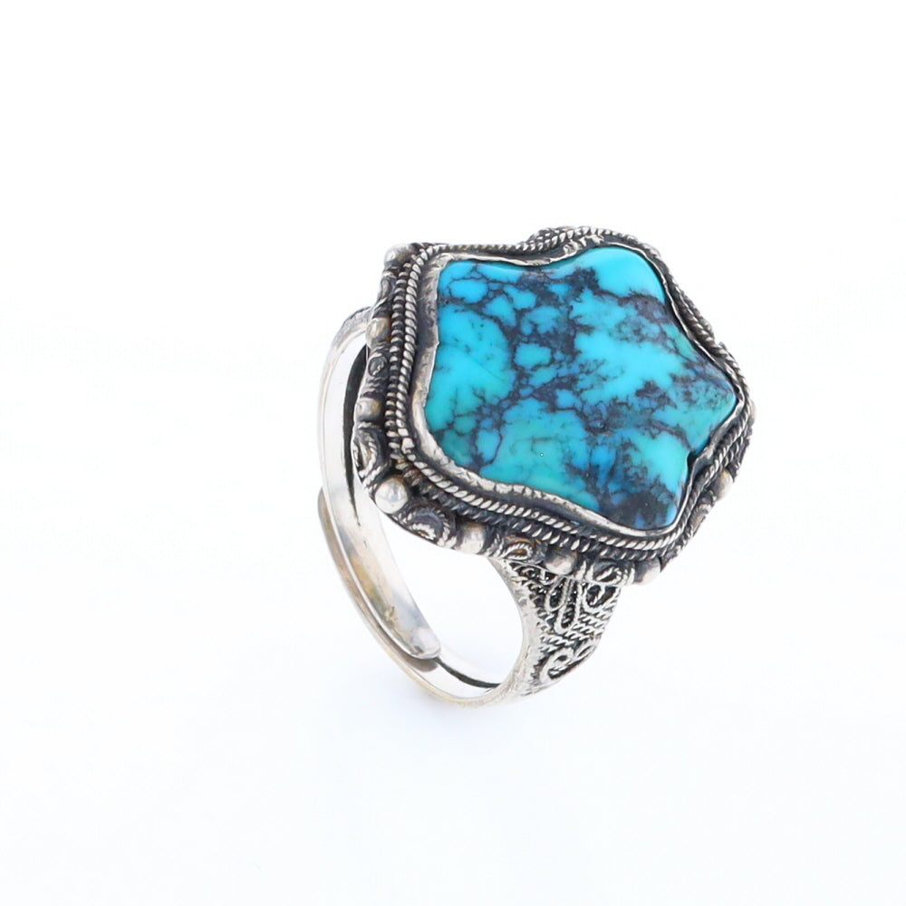 Adjustable Star Shaped Turquoise Ring