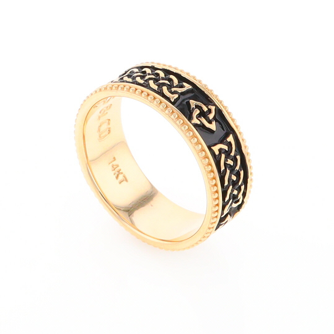 Celtic Knot Black and Gold Wedding Band