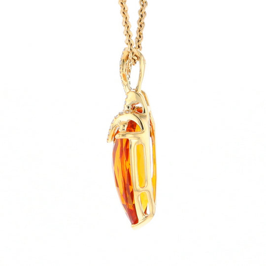 Citrine Pendant with Diamond Bail