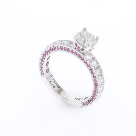 Diamond and Pink Sapphire Engagement Ring