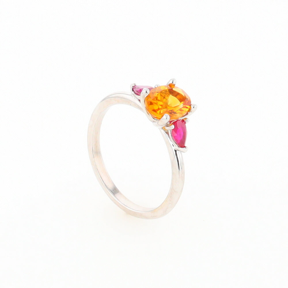 Fall Season Citrine and Ruby Ring