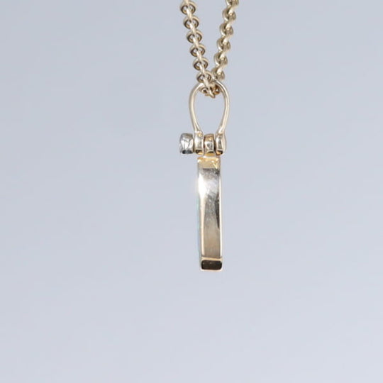 Opal Pendant Oval Inlaid Design with .02ct Round Diamond