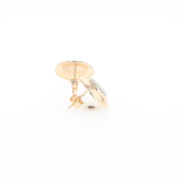 Superior Quality Gold Quartz Inlaid Circle Stud Earrings