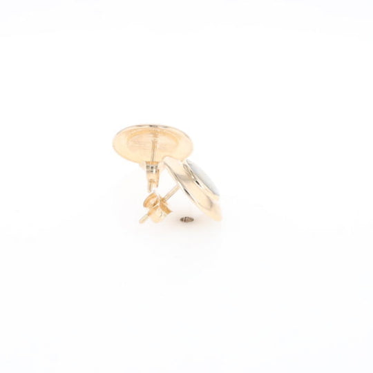 Superior Quality Gold Quartz Inlaid Circle Stud Earrings