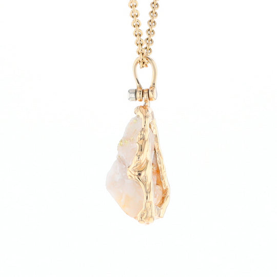 Rough gold Quartz Freeform Pendant