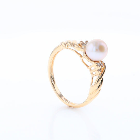 Pearl and Diamond Twist Ring