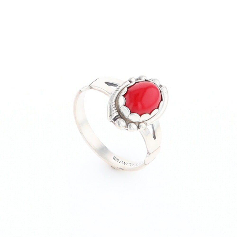 Native American Oval Coral Ring