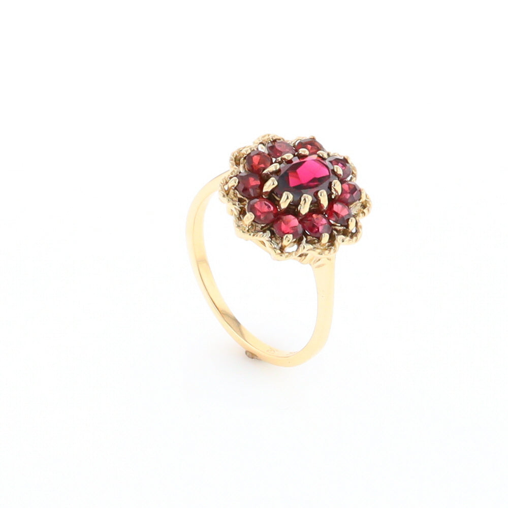 Floral Cluster Garnet Ring